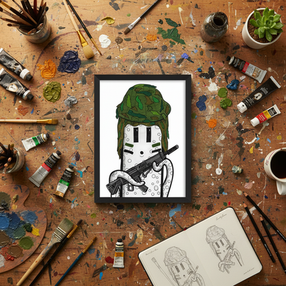 Artist studio flat lay mockup